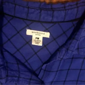 Westbound Blue and Black Plaid Long-sleeved Button-up Size PM thumbnail 10