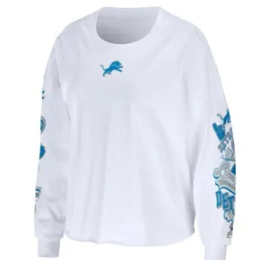 Detroit Lions Wear White Long Sleeve Shirt with Blue Graphics thumbnail 1