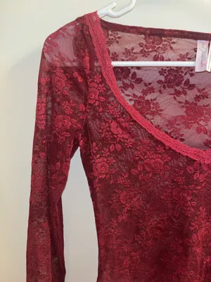 Out From Under Red Lace Top thumbnail 3