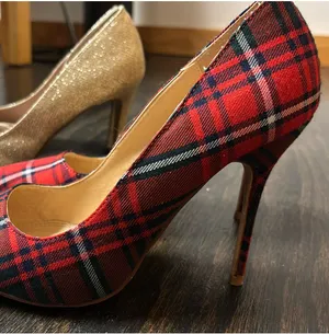 Liliana Heels Red Plaid thumbnail 3