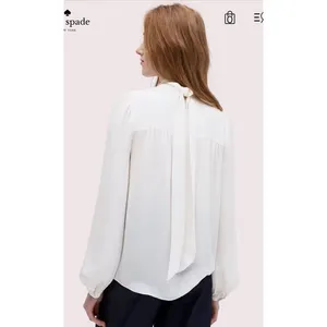 Kate Spade High Neck Silk Blouse Ivory Size XXS Bow thumbnail 2