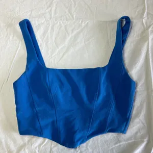 Stradivarius Crop Halter Top Women's Blue Small thumbnail 1