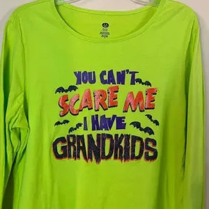 Halloween " You Can't Scare Me" Grandma Glitter Cotton Top Size XL thumbnail 6