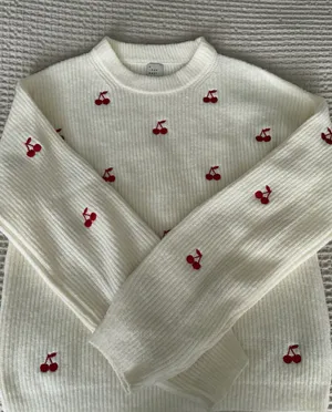 A New Day Cherry Sweater White Size XS thumbnail 1