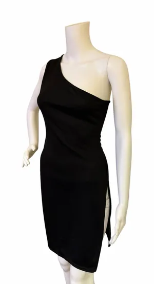 PrettyLittleThing Black One-Shoulder Bodycon Dress thumbnail 1