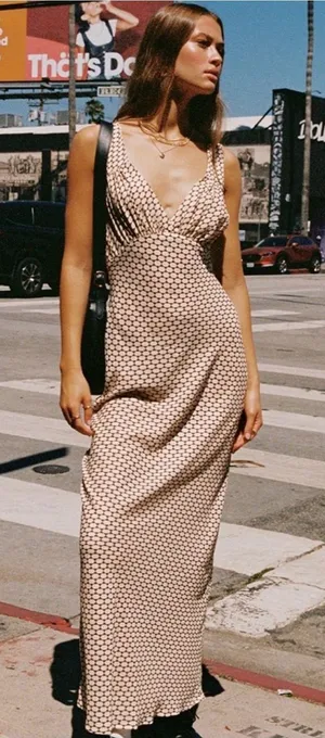Princess Polly Maysa Geo Maxi Dress Beige Brown Size US 8 NWT thumbnail 1