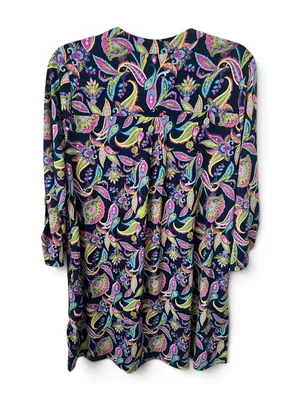 Dear Scarlett Floral Navy Paisley Midi Dress with pink, green, & blue accents thumbnail 3