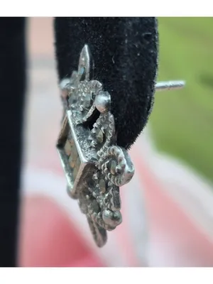 Cute 925 & Marcasite Silver Pierced Stud Earrings Whimsigoth Witchy Classic thumbnail 5