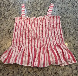 Red and White Smocked Stripe Tank thumbnail 1