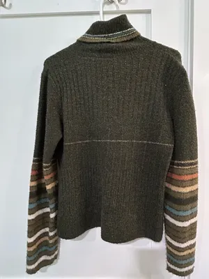 Vintage B. Moss Olive Green Beaded Turtleneck Sweater Size Small thumbnail 2