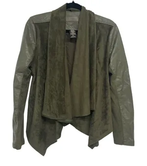 Blank NYC Olive Green Faux Suede & Leather Moto Jacket Womens M Fall Casual thumbnail 1