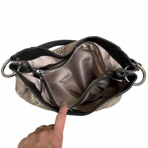 Coach Park Python Snake Print Leather Shoulder Hobo Bag Y2K Style Tan Shiny thumbnail 10