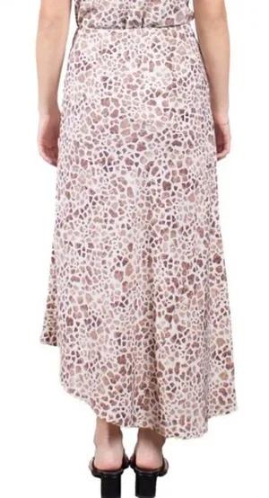 MAUBY Side Slit‎ Satin Midi Skirt, Giraffe Animal Print, Brown/Tan, Small, NWT thumbnail 1
