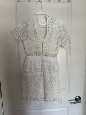 Self Portrait Sculptured Tier Drop Peplum White Lace Dress thumbnail 7