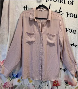 Maurices Button-Down Blouse Adjustable Long Sleeves Pink Plus Size XXL thumbnail 1