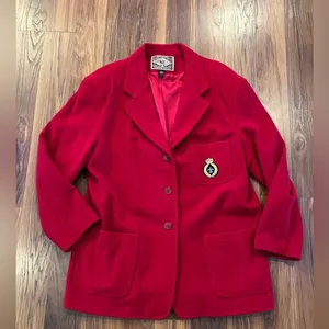 Express Womens Cashmere/Wool  Red Blazer Jacket large thumbnail 1