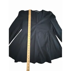 Pomander Place Tuckernuck XS Black Poplin Easton Blouse Ruffle Sleeve #KKK1-3 thumbnail 4