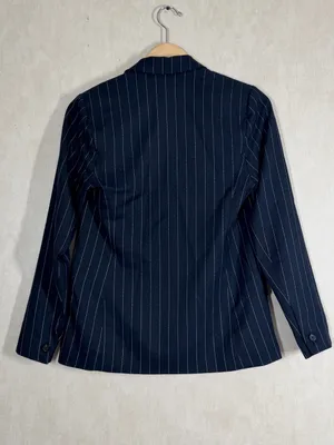 Abercrombie & Fitch Women’s Navy Pinestripe Double Breasted Blazer Classic XS thumbnail 4