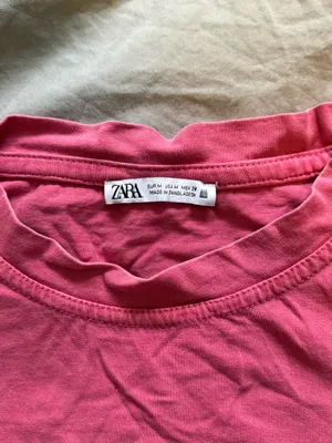 Zara Hot Pink Crewneck Short Sleeve Tee thumbnail 2