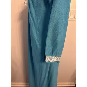 Vintage Moodsetter Nightgown Robe House Coat Blue Cottage Victorian Zip Sz.Small thumbnail 4