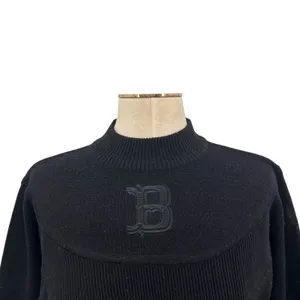 Bogner Vintage 90s Ski Mock‎ Neck Wool Blend Logo Sweater Black Size Small thumbnail 2