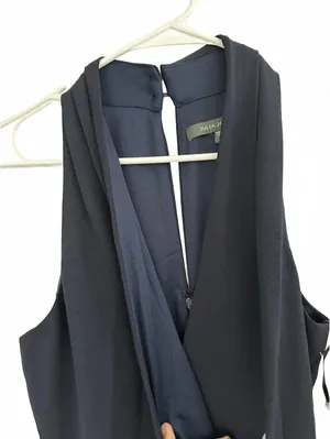 Julia Jordan Tie Waist Wide Leg Halter Jumpsuit NWT Navy Blue Size 6 thumbnail 5