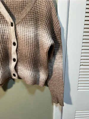 Sonoma Women's Size XL Cozy Yarn Button Front Cardigan Sweater Brown Beige White thumbnail 5