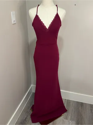 Lulus Love Story Magenta Backless Lace Maxi Dress‎ XS thumbnail 3