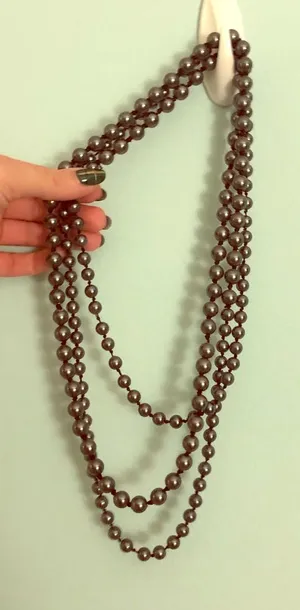 Long pearl necklace Blue thumbnail 1