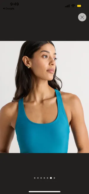 New Quince Italian Cross-Back One-Piece Swimsuit in Blue Size Medium MSRP $49.90 thumbnail 6