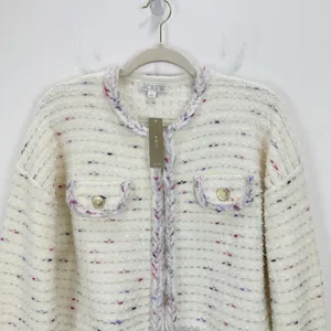 J.Crew Cropped Lady Jacket Marled Yarn Heather Ivory Wool Blend Preppy M NWT thumbnail 6