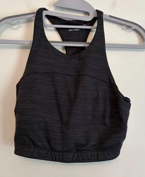 Outdoor Voices Sports Bra S Black TechSweat Move Free Crop Top High Racerback‎ thumbnail 1