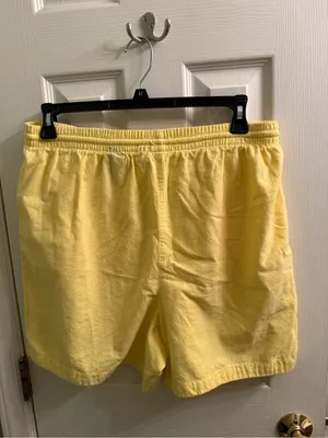 Source Unknown Vintage Yellow High-Waist Drawstring Lounge Shorts thumbnail 4