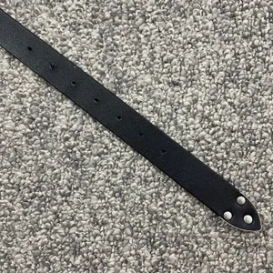 Vintage Western Black Leather Edgy Floral Buckle Silver Hardware Skinny Belt thumbnail 8