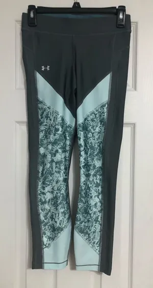 Under Armour grey teal compression cropped leggings size‎ medium activewear thumbnail 1