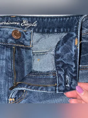 American Eagle Y2K Cut-Off Jean Shorts. Size: 12. Medium Wash. thumbnail 5