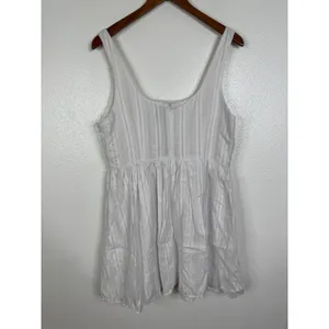 Princess Polly White Cotton Dobby Stripe Babydoll Mini Dress PD022569 Womens 10 thumbnail 2
