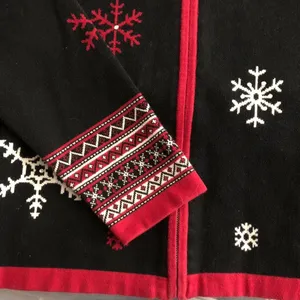 BRECKENRIDGE Christmas Holiday Snowflake Zip Sweater Heavy Cotton Knit Size XL thumbnail 5