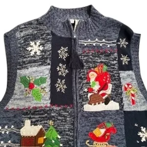 White stag women's‎ blue Santa embroidered Christmas ugly sweater vest size 26W thumbnail 3