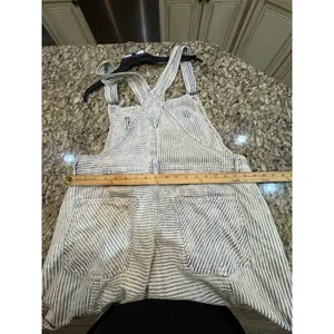 Free People Ziggy Denim Shortalls in a striped "Find Your Way Back" wash Size XL thumbnail 5