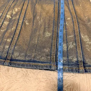 Forever 21 Metallic Gold Ombre Foil Sleeveless Denim Mini Dress - Size XS - NWOT thumbnail 13