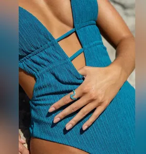 Berlook Textured Plunge One-Piece Swimsuit thumbnail 2