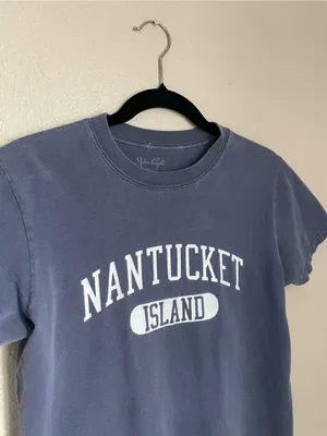 Brandy Melville John Galt Nantucket Graphic T Shirt Tee One Size Stone Blue thumbnail 6