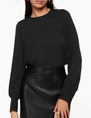 Aritzia Wilfred Clarissa Puff Sleeve Long Sleeve Blouse Black size 2XS XXS $98 thumbnail 1