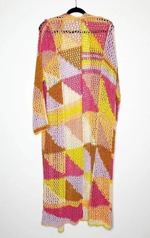 NWOT Free People Chasing Rainbows Long Cardigan Duster Crochet Size XS/S thumbnail 3
