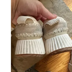 Dolce Vita Dolen Woven Crochet Platform Sneakers Cream Ivory Suede 6 thumbnail 4
