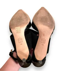 Tory Burch Ashton Black Suede‎ Leather Slingback Kitten Heel Sandal Pumps Sz 9 thumbnail 12