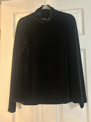 Talbots Women’s Large Black Velvet Top Long Sleeve Shirt Blouse Classic Chic thumbnail 1
