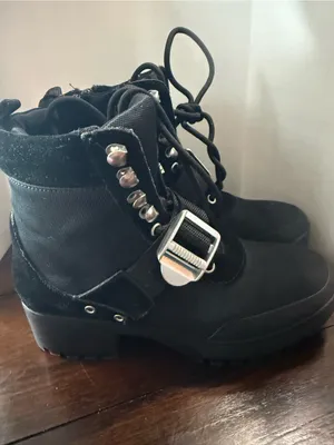 Steve Madden women's Grady Black Chunky Black Boots booties Size 8 thumbnail 3