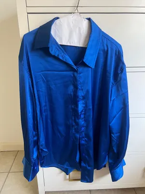 Daily Drills Silky Cobalt Button Down thumbnail 3